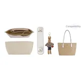 Tote30m White Shoulder Pads+Beige Liner+Brown Bunny Doll