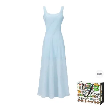 HAPG Sleeveless Dresses Women's Blue Shopping Bag Included