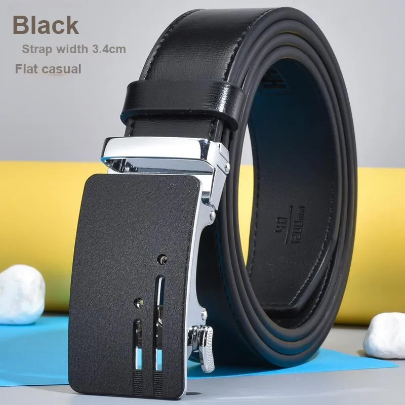 JEANSWEST Split Cow Leather With Transferred Pattern Leather Belts Men's 3.4cm-3