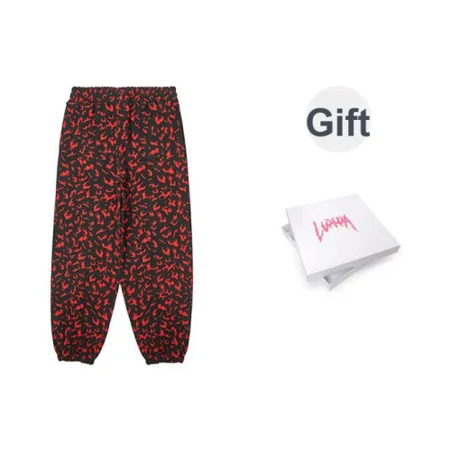 LVXWA Штаны с манжетами Повседневные штаны Унисекс Черный Красный