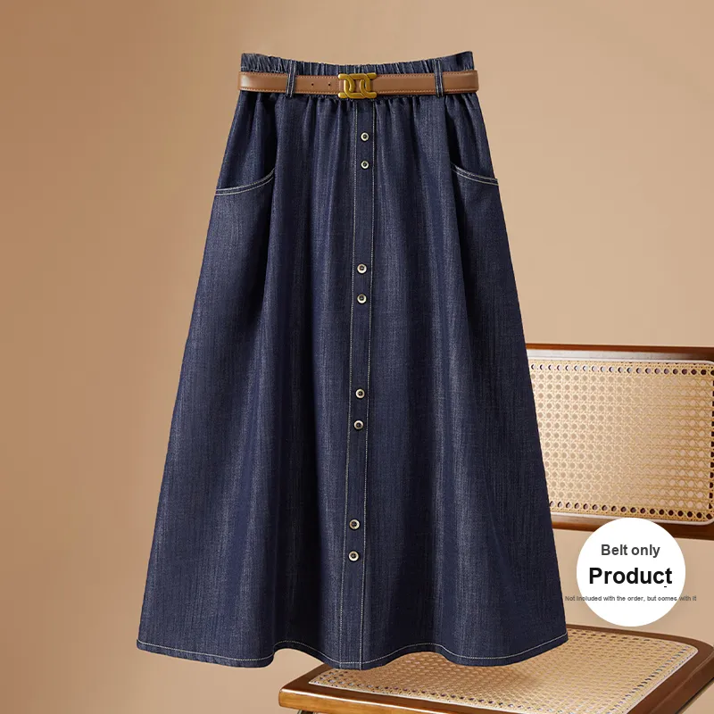 TOUCH Casual Long Skirt Women's Dark Blue-3