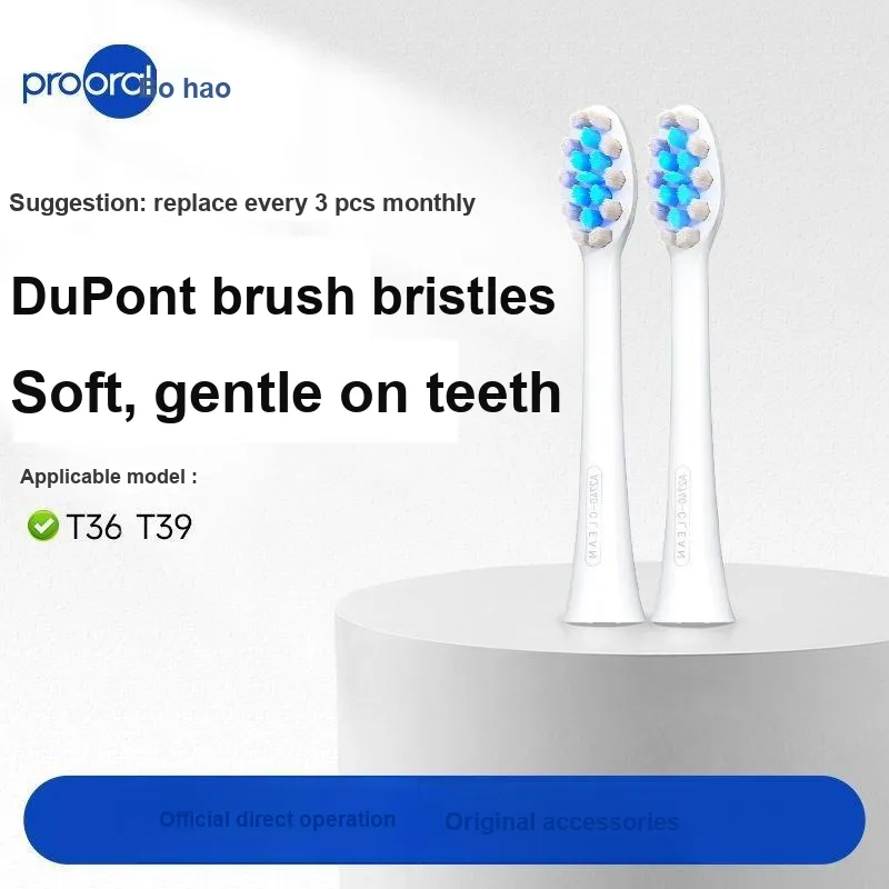 PROORAL T36 T39 2740 Electric Toothbrush Replacement Heads Set Of 2 DuPont Soft Bristles Gentle On Teeth Cleaning-1