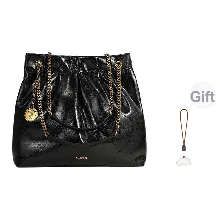 ANDFEEL Сумка из коровьей кожи с цепочкой сумка-тоут сумка через плечо большая женская черная