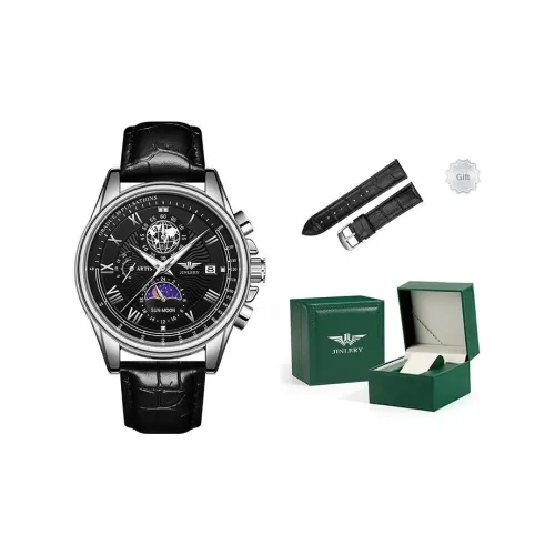 JINLERY Модный Универсальный THREE Eye Six Needle Mechanical Heart Кварцевый Механизм Естественная Кожа Ремешок Часы