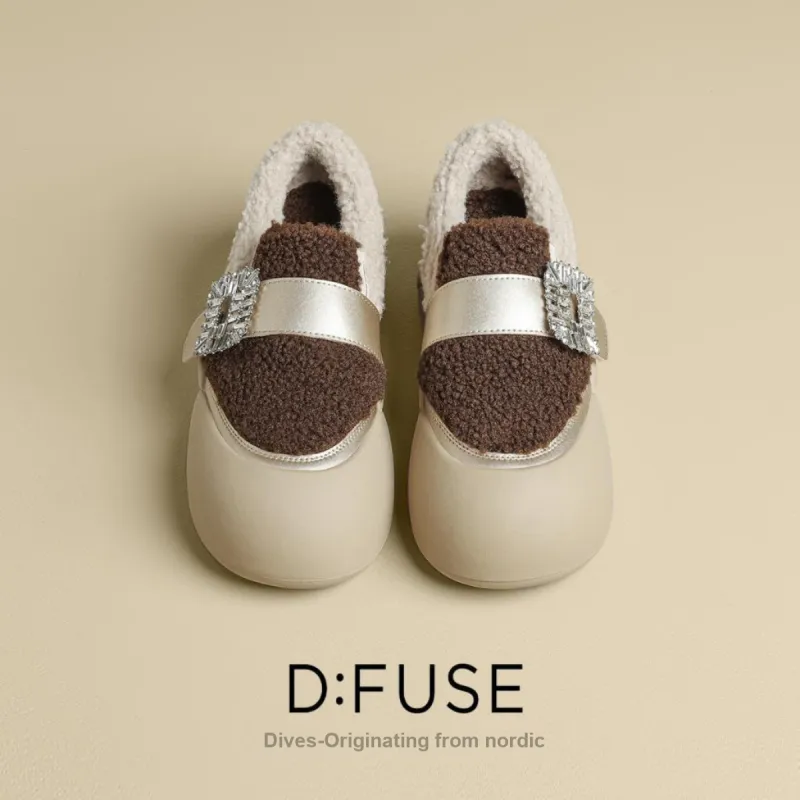 D:FUSE SCANDINAVIA Warm And Wear-Resistant Coverage Low-Top Casual Shoes 4..5cm Women's-12
