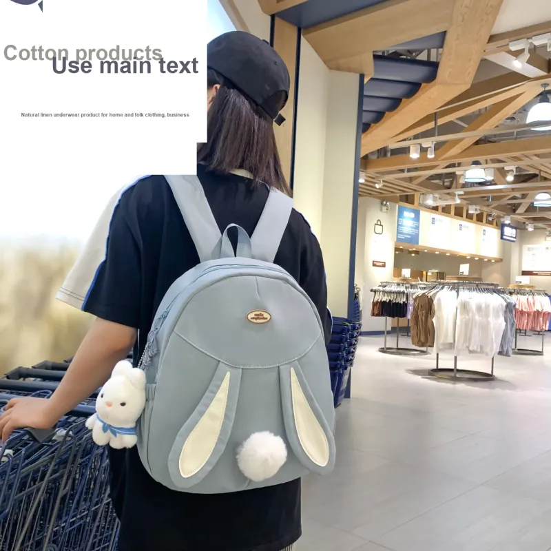 URBAN FOREST Nylon Backpack Unisex White/Black/Pink/Yellow/Blue-28