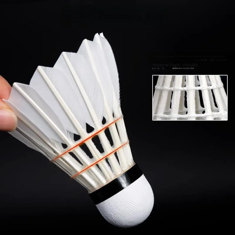 Global Wind Size 6 12 Pack Goose Feather All Round Duck Feather Training Competition Food Shuttlecocks-2