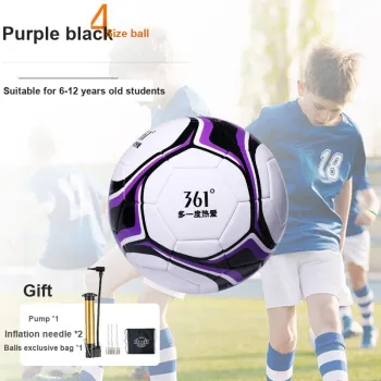 361° Size 4 Size 5 Soccer PVC Machine Stitched Soccer Ball Unisex Purple Black