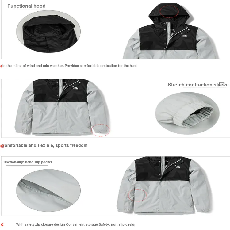 THE NORTH FACE City Outdoor Collection Water Resistant Windproof Breathable Windbreaker Jacket Men's Black Gray-7