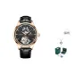Rose Gold Black Dial Black Leather