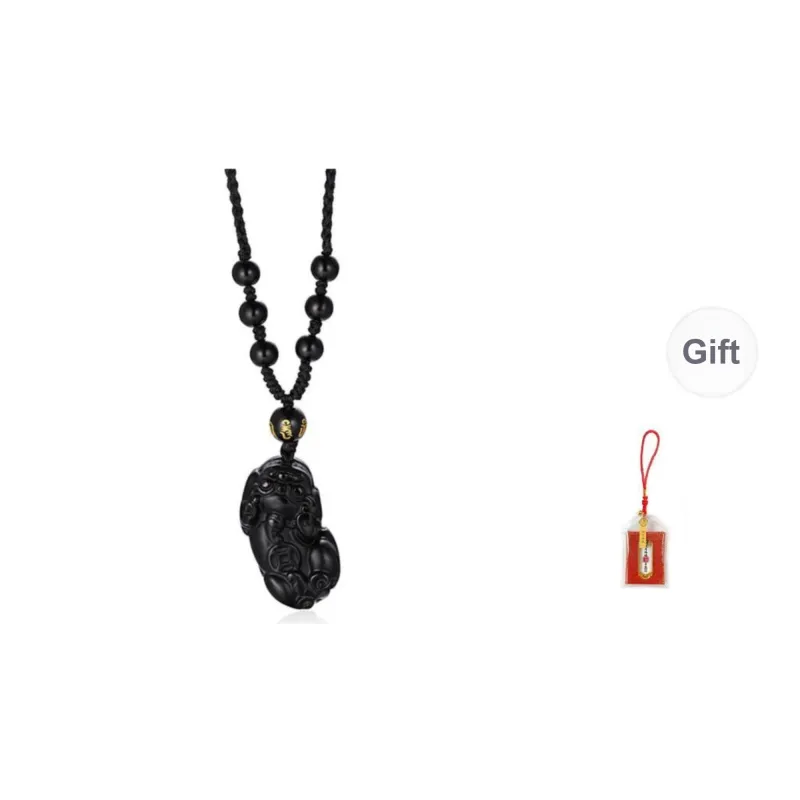 LUXLINE Natural Obsidian Necklaces Unisex-5