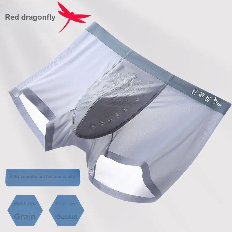 RED DRAGONFLY Ice Silk Panties Men's 4 Pack Gift Box Set-4
