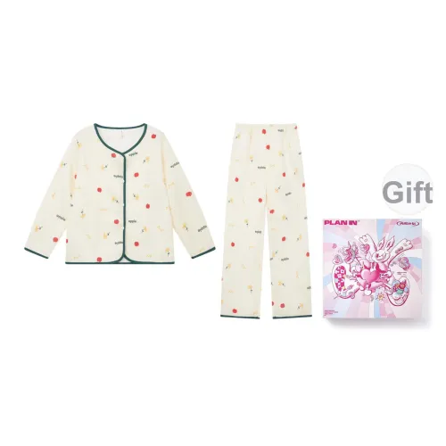 PLAN IN Cute Little Floral Apple Women's Pajama Sets PLAN IN Милый Little Цветочный Apple Женские Пижамные Комплекты