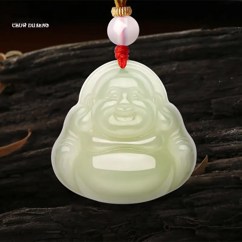 CHOW TAI SENG Hetian Jade Pendant, Gift Pale Greenish White Jade Unisex-11