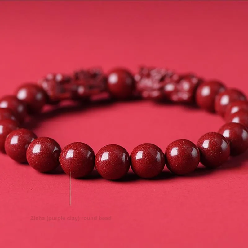 YUFANGCHUN Reconstructed Cinnabar Bracelets Unisex-1