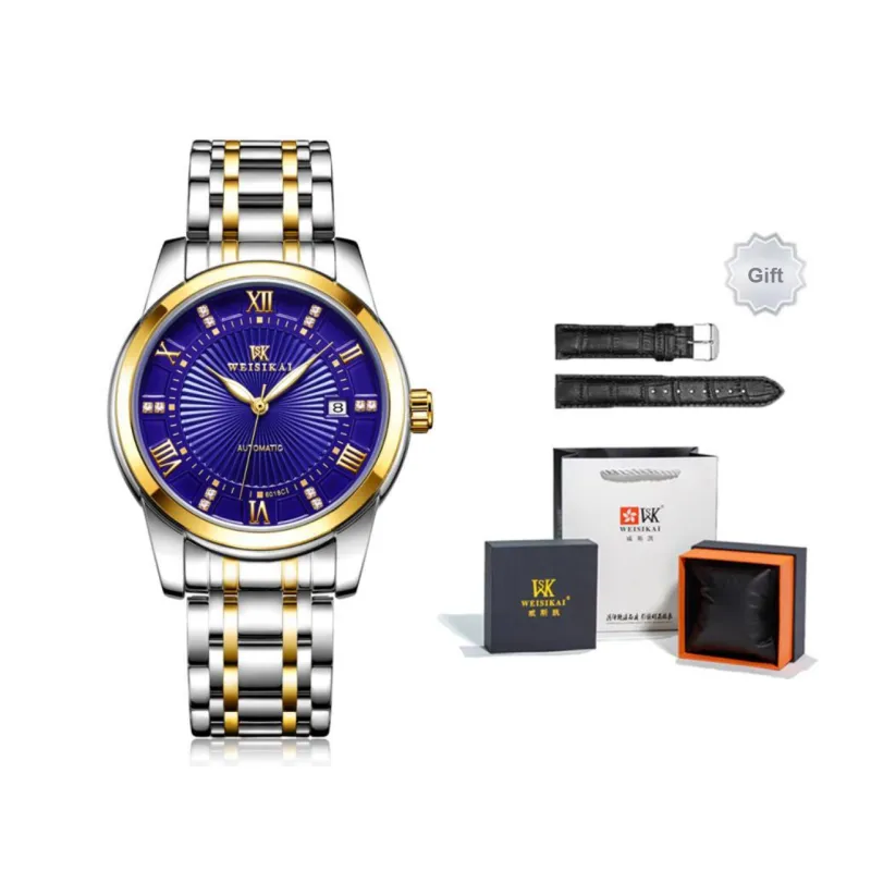 WSK Mechanical Movement Watch Men's Watches White Dial-6