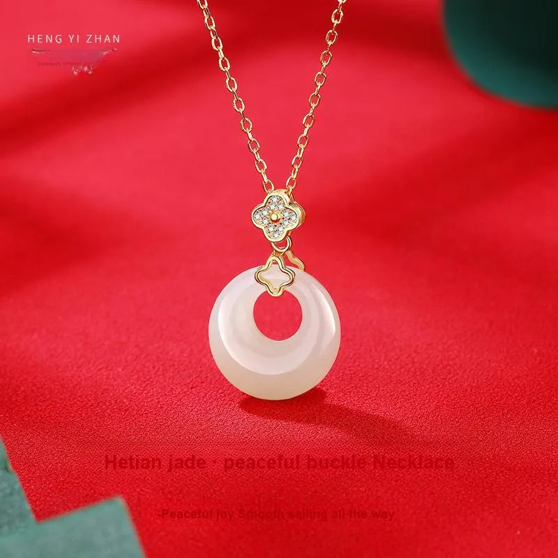 Royal Heaven's Choice Hetian Jade Necklaces Pale Greenish White Jade Unisex-2