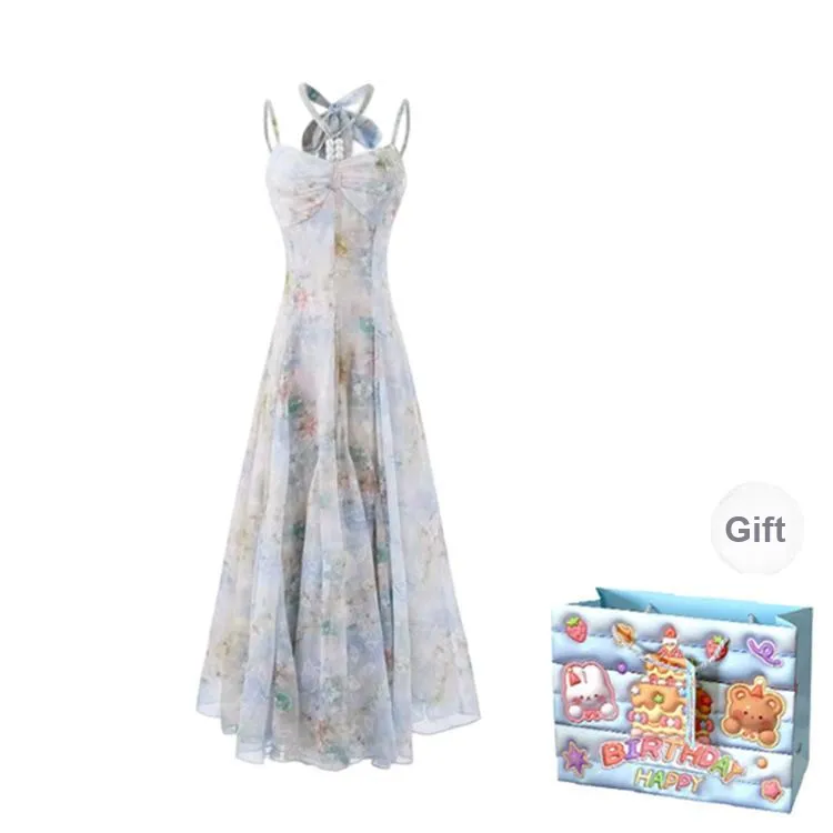 BRASS SCOUT Slip Dresses Women's Water Wave Blue Shopping Bag-0