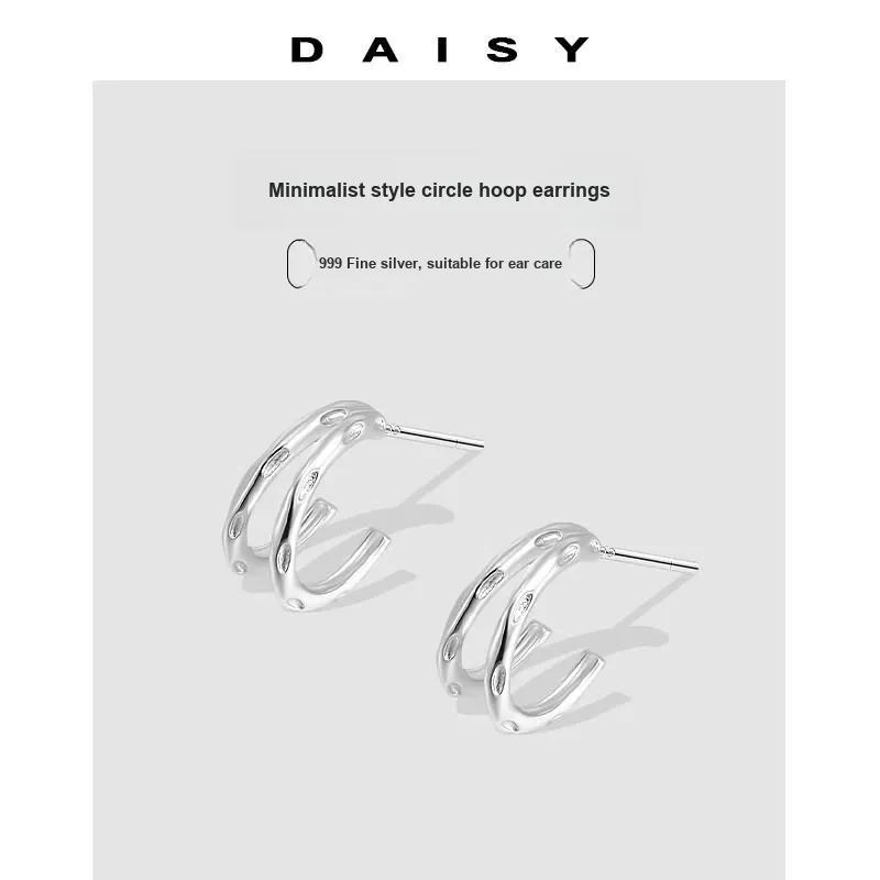Daisy Dream 999 Fine Silver Stud Earrings Unisex-4