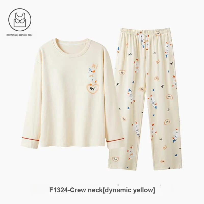 ZAO FU NIAO Pajama Set Women's Dynamic Yellow-1