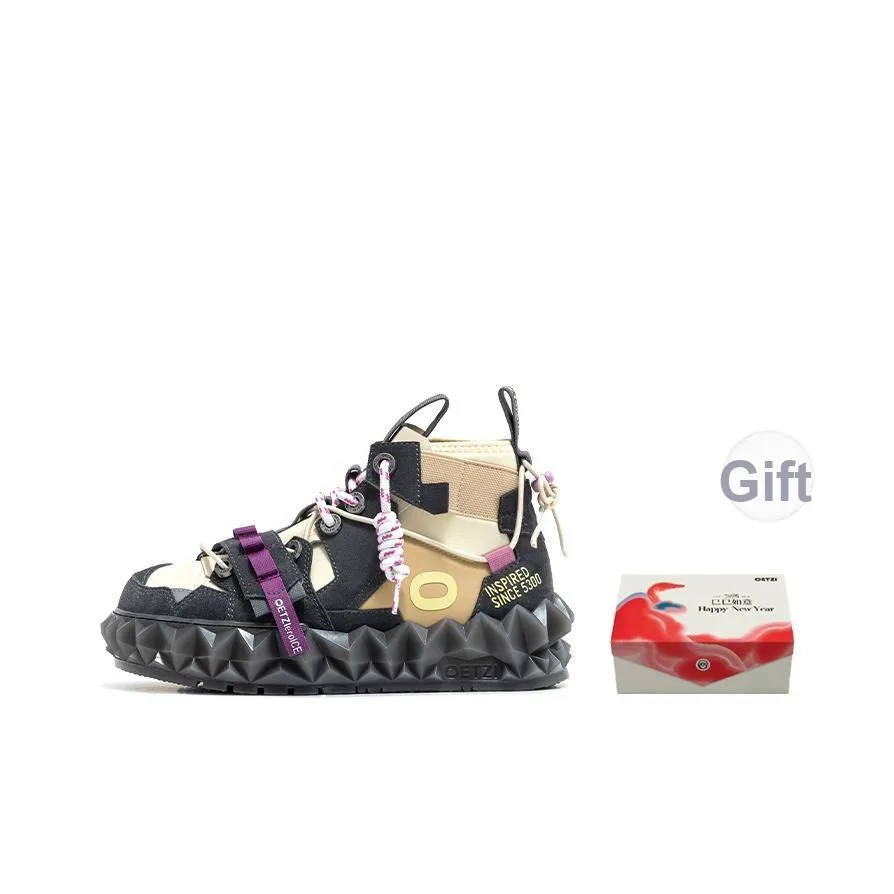 OETZI Ice Mountain Series 5 Skateboard Shoes Women's High top Dark Gray & Beige
