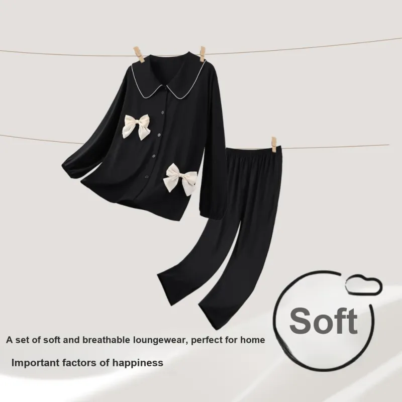Aannsfam Pajama Set Women's Basic Black-2