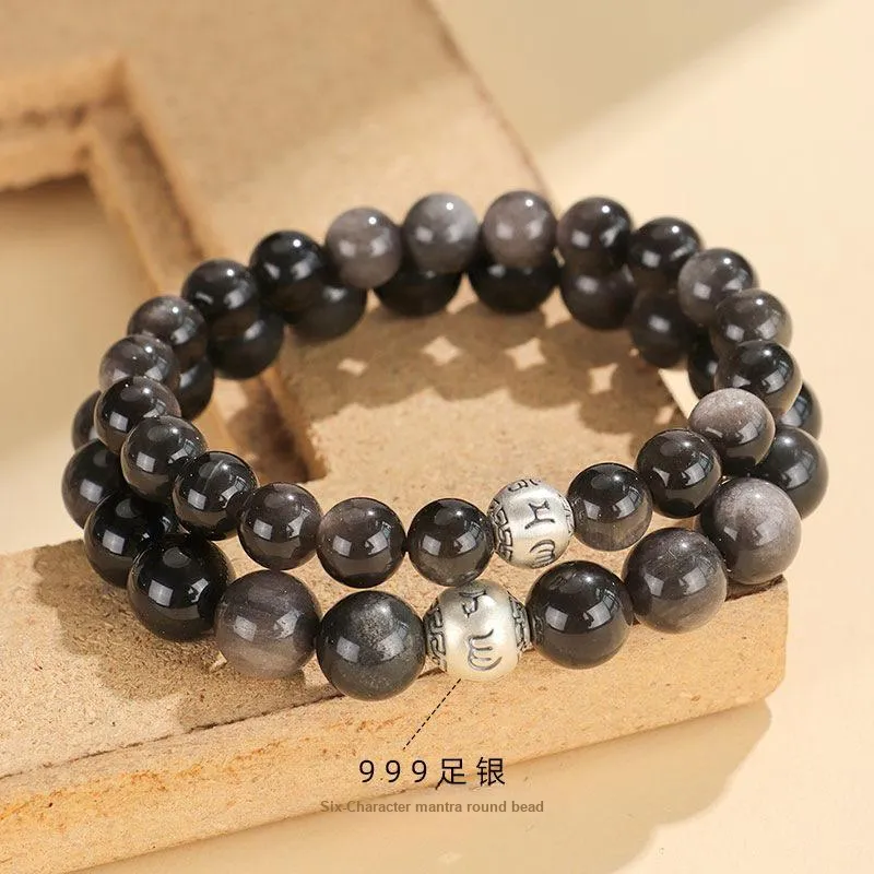 Regalrose Obsidian Bracelets Unisex-4