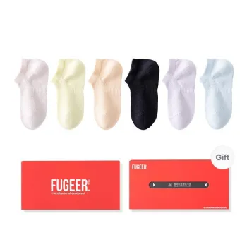 FUGEER No-Show Socks Women's Gift Box Of 6 Doubles