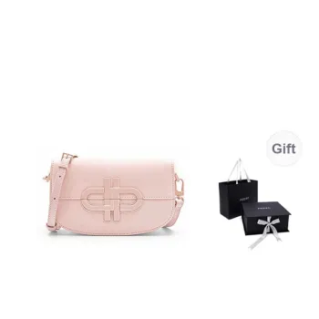 PEDRO Cow Leather Saddle Bag, Shoulder Bag Women's Beige/Black