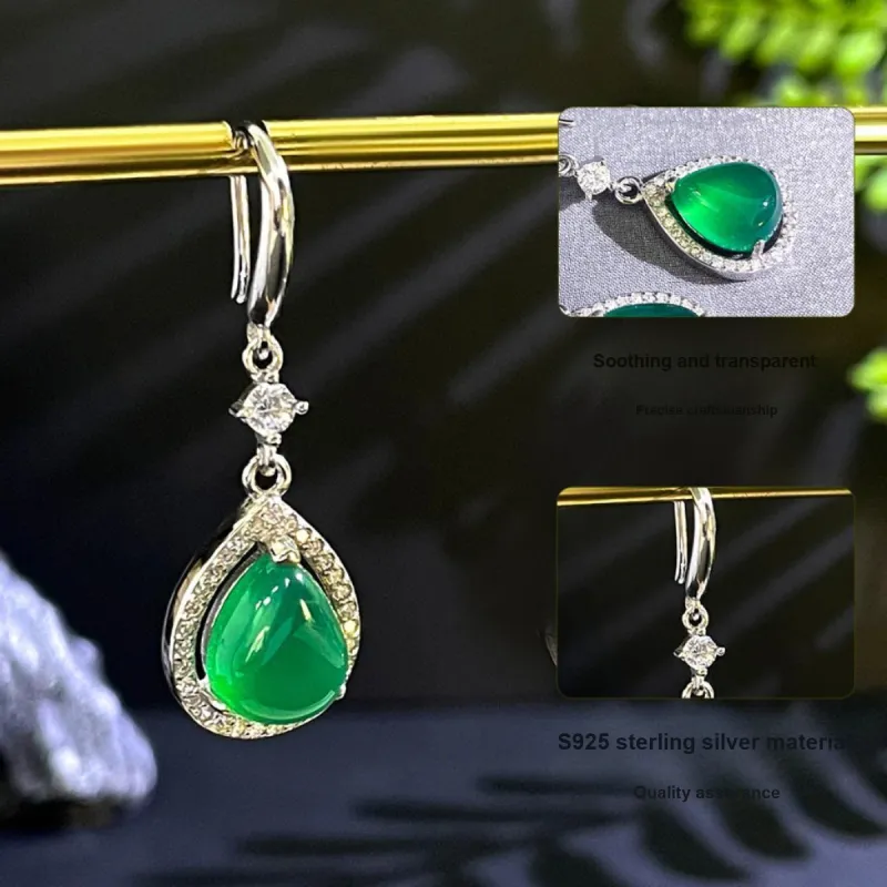 Love Chalcedony Jade Earrings Women's-3