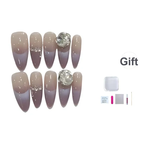 A Few More Cute Минималистский стиль Премиум Элегантный False Nail Миндаль Фиолетовый градиент Французский