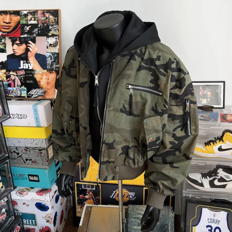 TESTUNG Jackets & Coats Unisex Camouflage Distressed-5