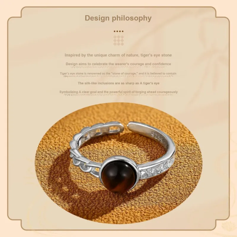 LAOMIAO Tiger's Eye Stone Rings Women's-3