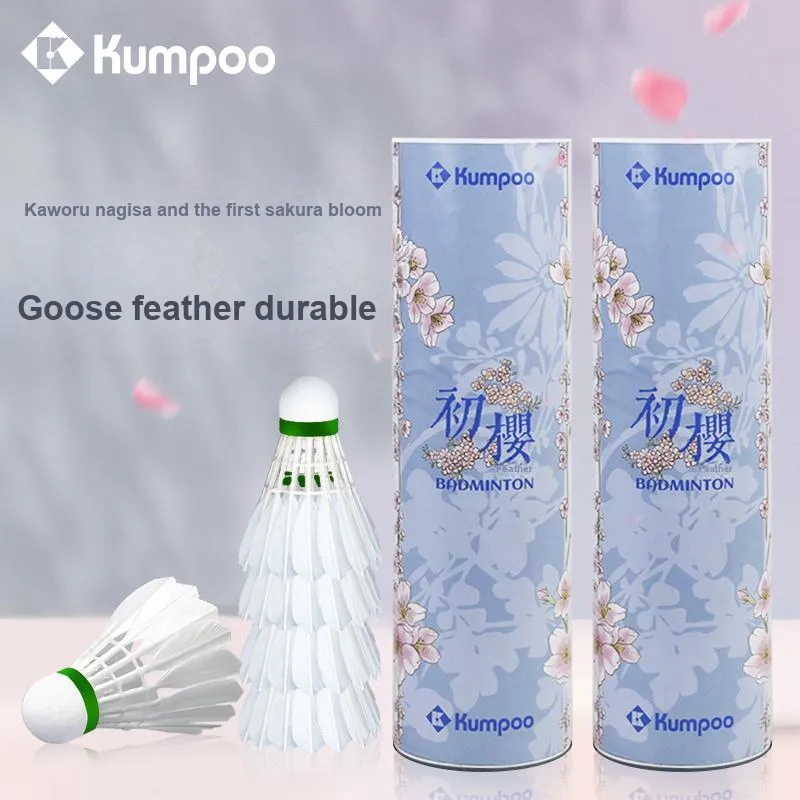 KUMPOO Hatsuzakura Goose Feather Shuttlecock 6 Pack Goose Feather All Round Goose Feather Training Match Shuttlecocks-1