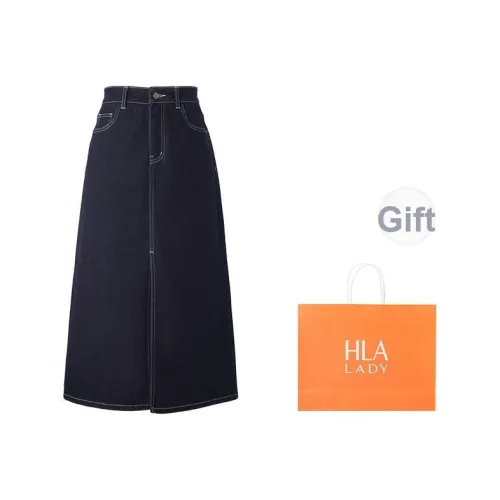 HLA Denim Длинная Юбка Женская Джинсовая Синий Градиент