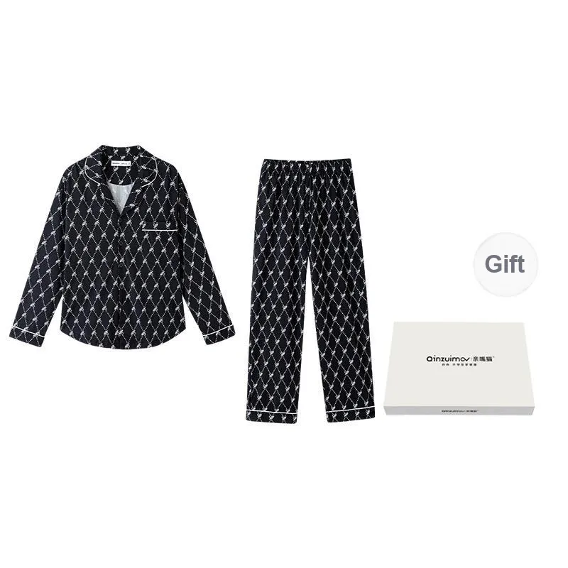 QINZUIMAO Pajama Set Women's Gift Box Set Black-0