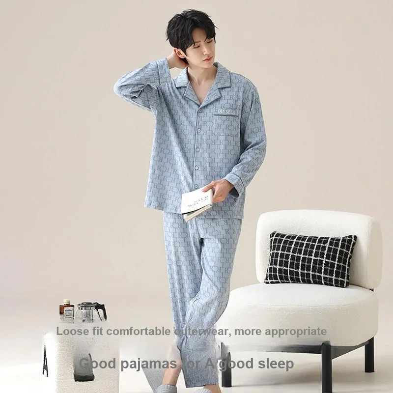 UAVAE Pajama Set Men's Light Blue-3