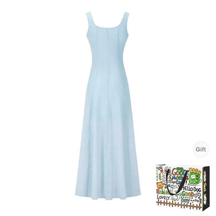 HAPG Sleeveless Dresses Women's Blue Shopping Bag Included-1