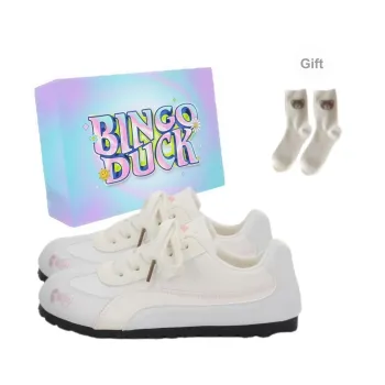 BINGO DUCK Slip Resistant And Breathable Low Top Skateboard Shoes Women's White Pink