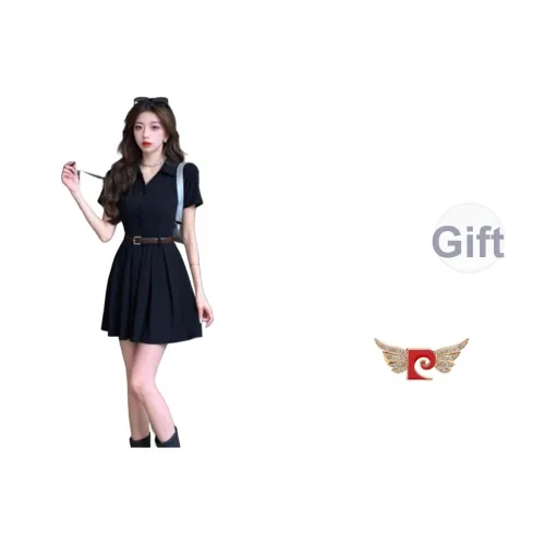 PIERRE CARDIN Черное женское платье с коротким рукавом