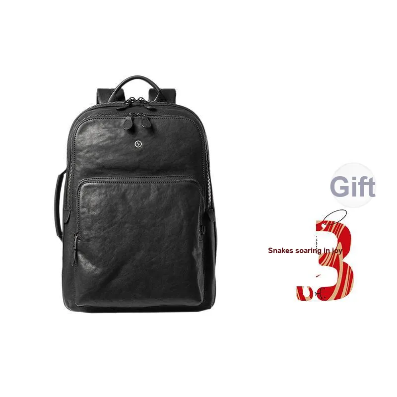 Sharkborough Vegetable Tanned Cow Leather Backpack Men's Black-0