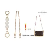 Gold-Tone Round Buckle Pearl Chain 15cm+Gold-Tone Decorative Chain 40cm[Includes Modified Accessories]