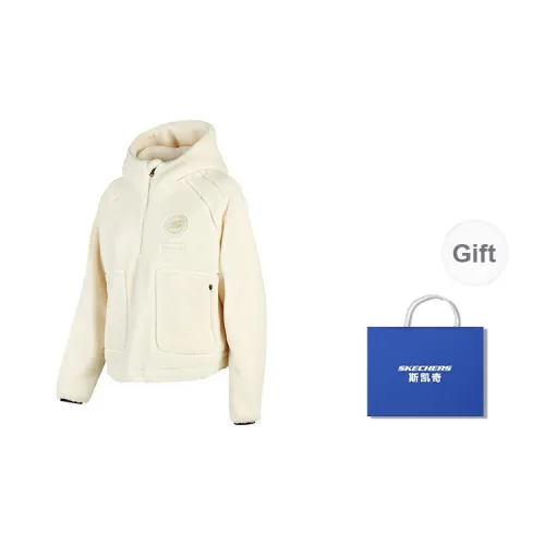 Skechers Velvet-feel Coat Women's Pearl White
