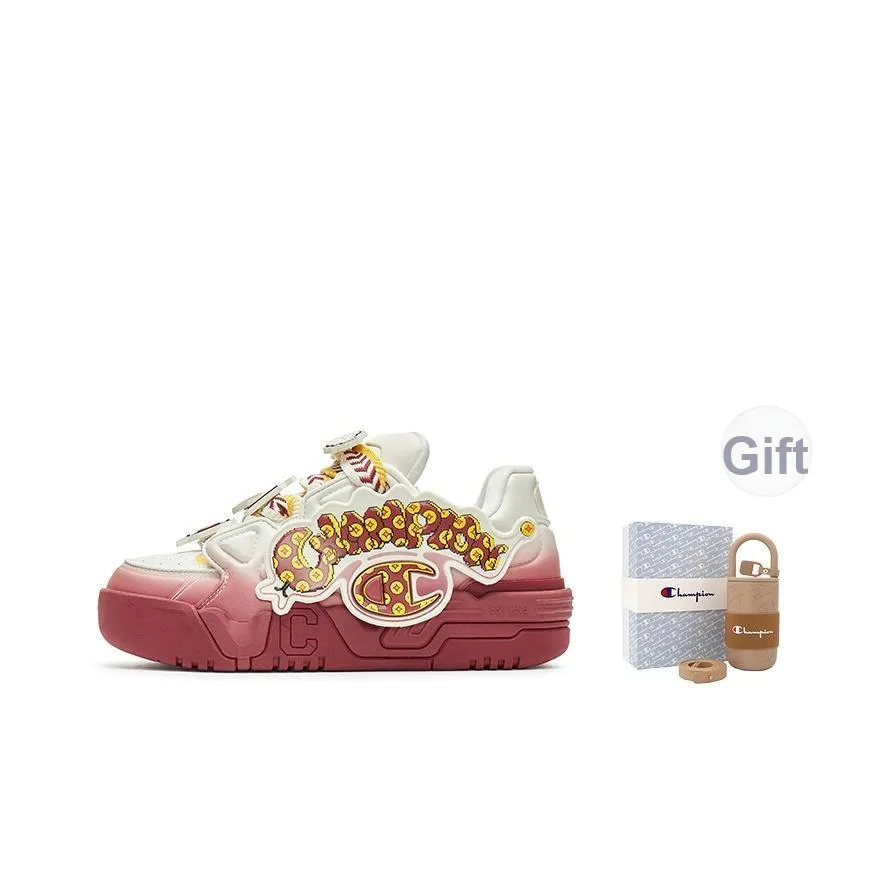 Champion Год Змеи Пряжка Веселье COCO Skate Низкие Кроссовки для скейтбординга Женские Молочно-белый Пепельно-красный