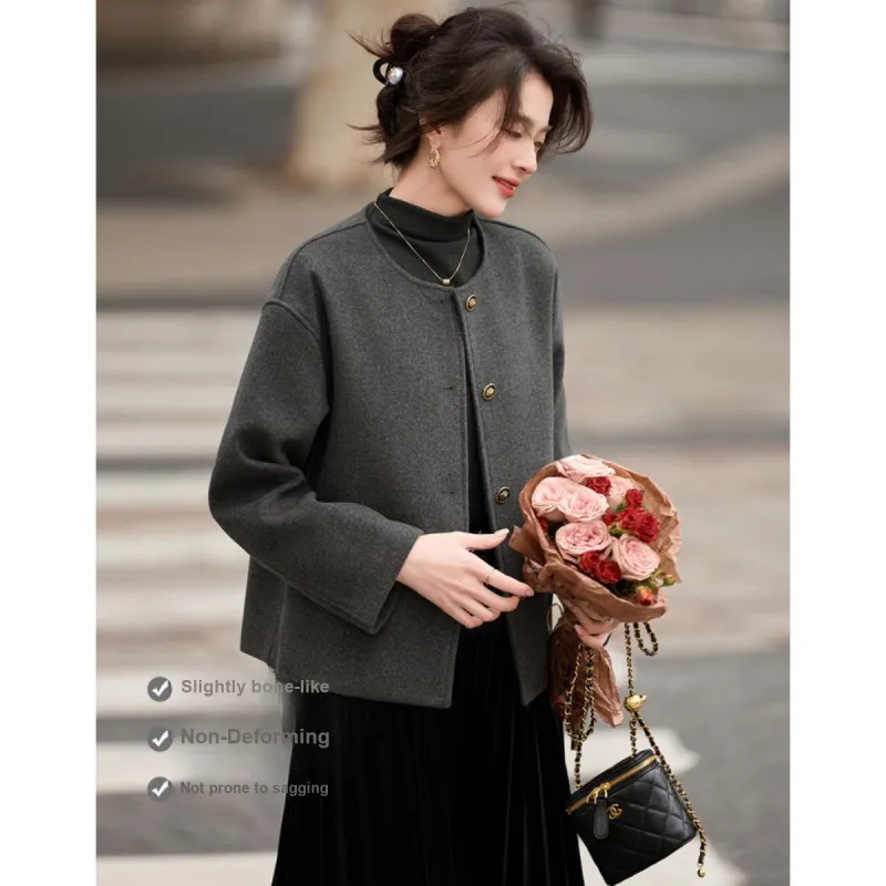 Like The Age Of Water Velvet feel Coat Women's Gray-2