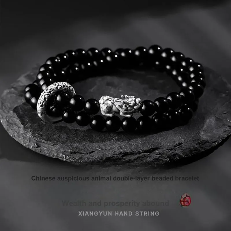 FOREVER MELODY Obsidian Bracelets Men's-1