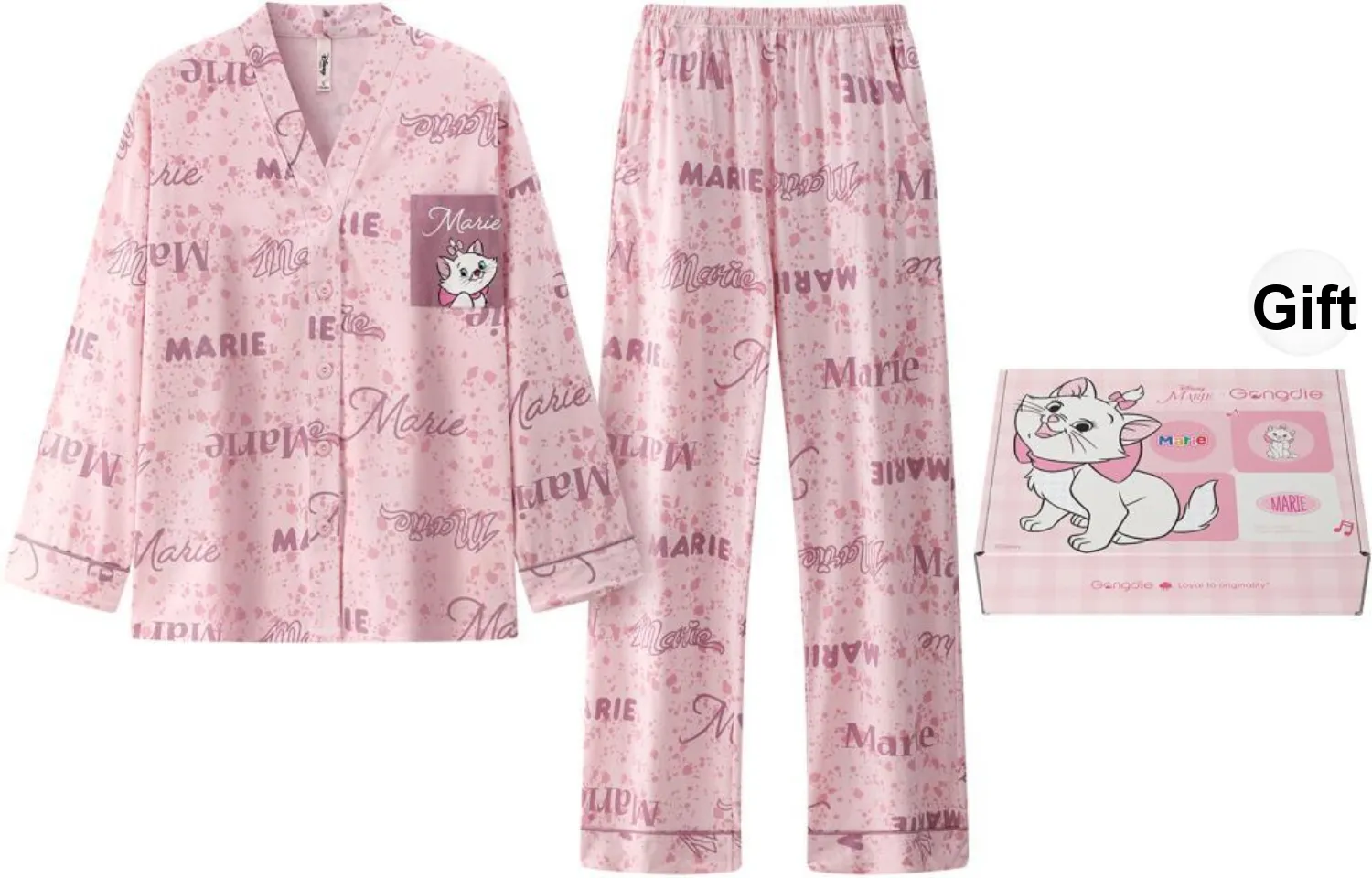 Gongdie x Disney Pajama Set Women's Pink Gift Box Set