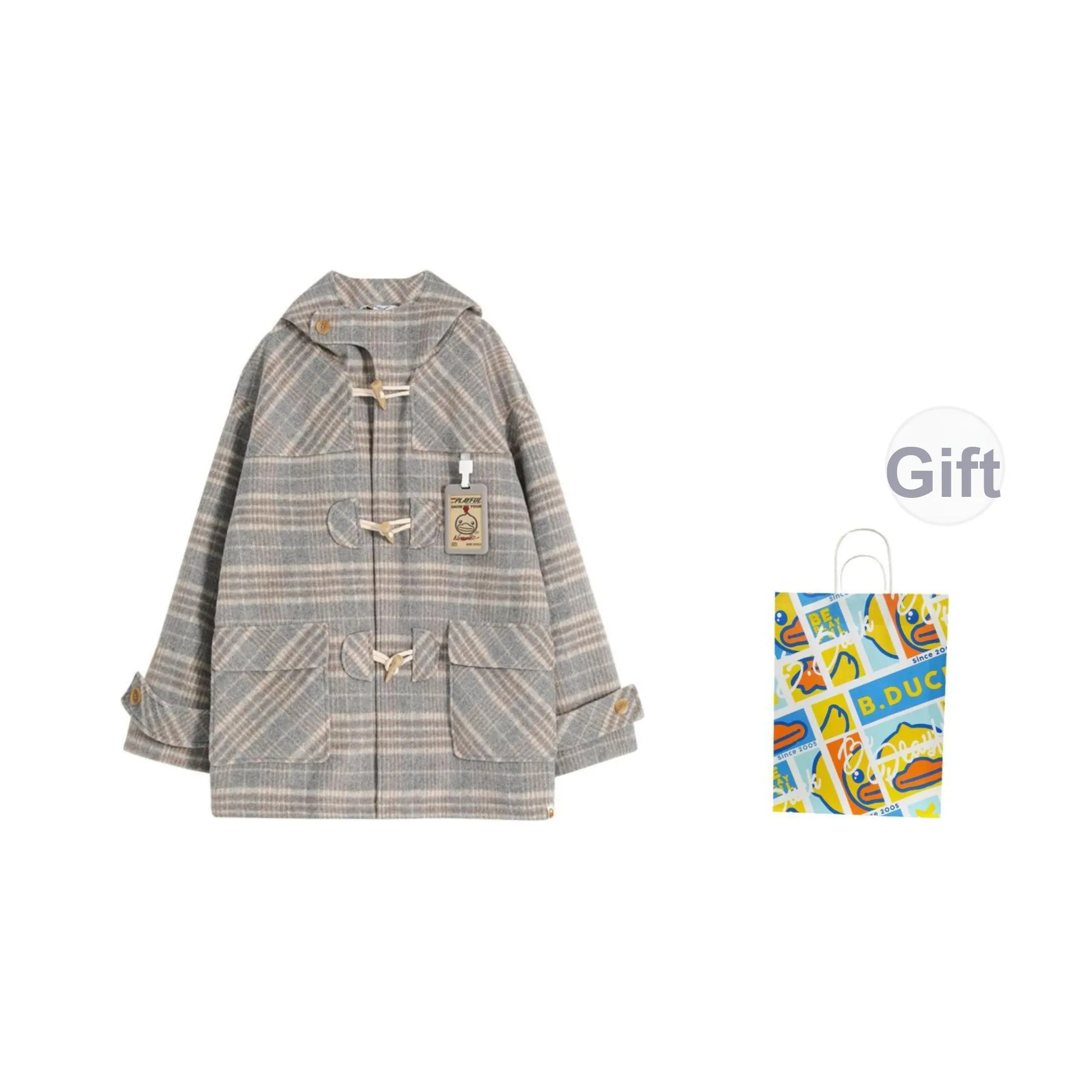 B.Duck Пальто Женское Хаки Серый Синий Клетка