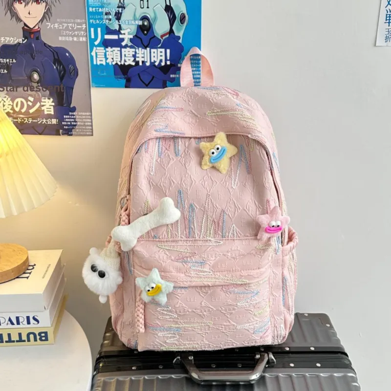 AIBAG Nylon Backpack Unisex White/Black/Yellow/Blue/Pink-24
