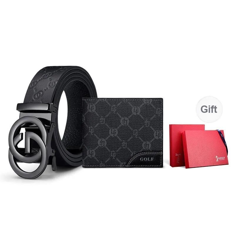 GOLF Top Grain Cow Leather Automatic Buckle Genuine Leather Belt Men's Multicolor 3.5cm-136